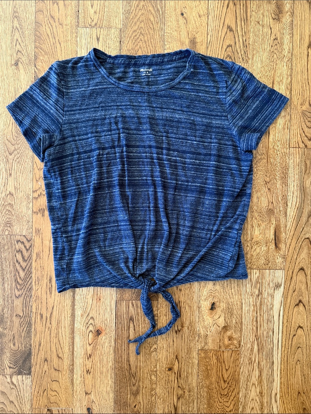 Tie Front Crop Tee Madewell Blue Space Dye 100% Cotton Y2K Nostalgia Skater Sz S